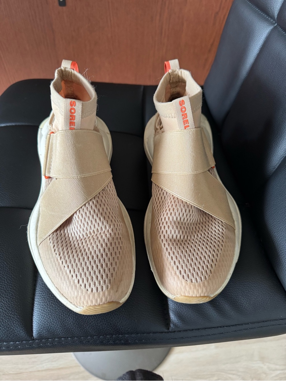 Sorel Slip-On Sneakers in Beige with Orange Accents